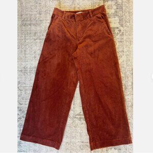 LOFT Corduroy Burnt Orange Cropped Wide Legged Pants Women's size 6 28"